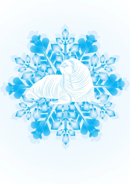 Walrus on the snowflake — Stock Vector