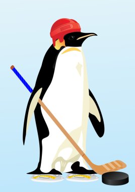 Penguin-hockey player clipart