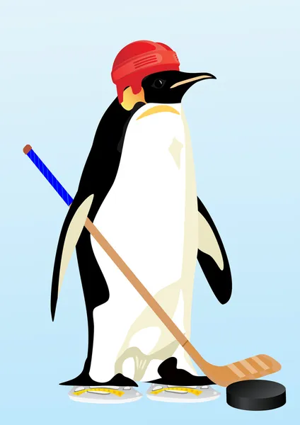 Penguin-hockey player — Stock Vector