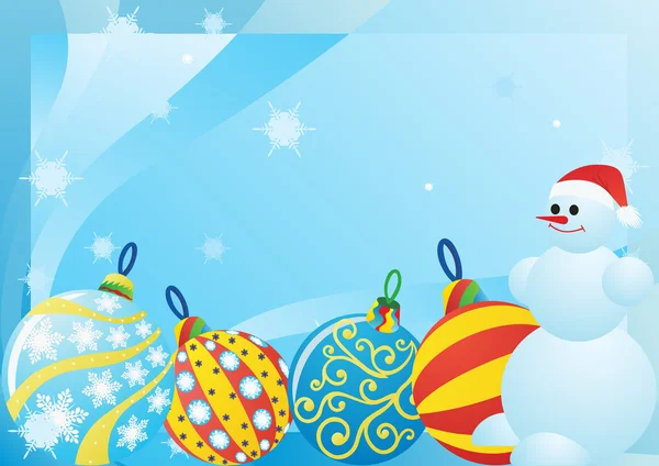 Bonhomme de neige et décorations de Noël — Image vectorielle