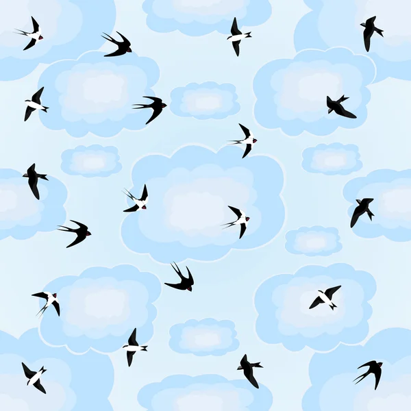Zwaluwen in de hemel — Stockvector