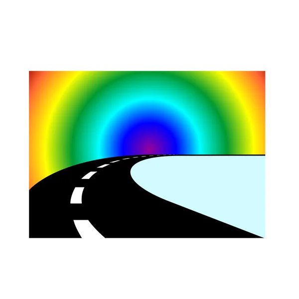 A estrada e o arco-íris — Vetor de Stock