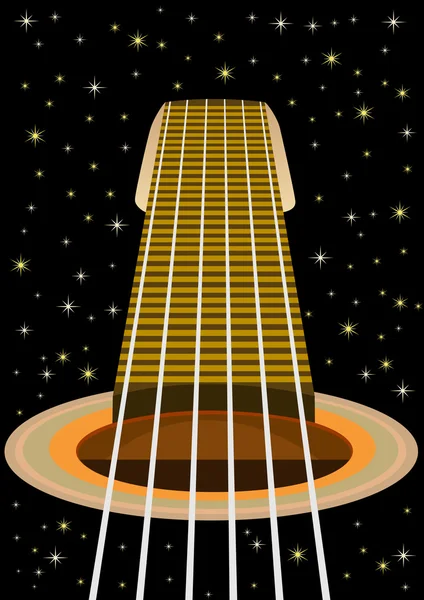 La guitare et le ciel étoilé — Image vectorielle