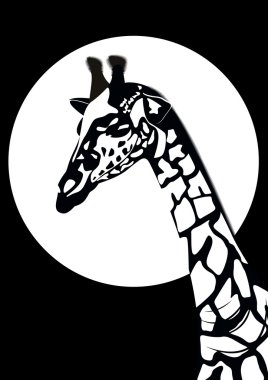 Black and white giraffe clipart