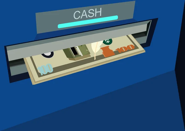 ATM med pengar — Stock vektor