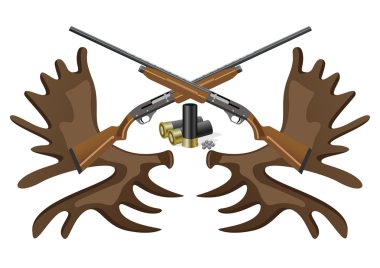 Ammunition, guns and horns. clipart