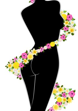 Figure of a woman and flowers clipart