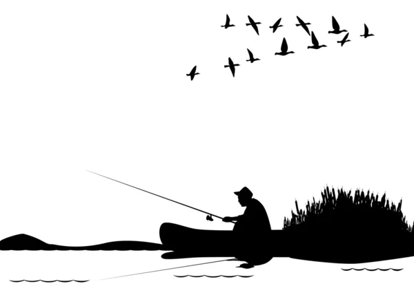 Рыбалка с лодки — стоковый вектор