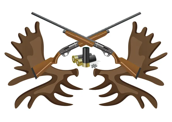 Ammunition, guns and horns. — Stock Vector