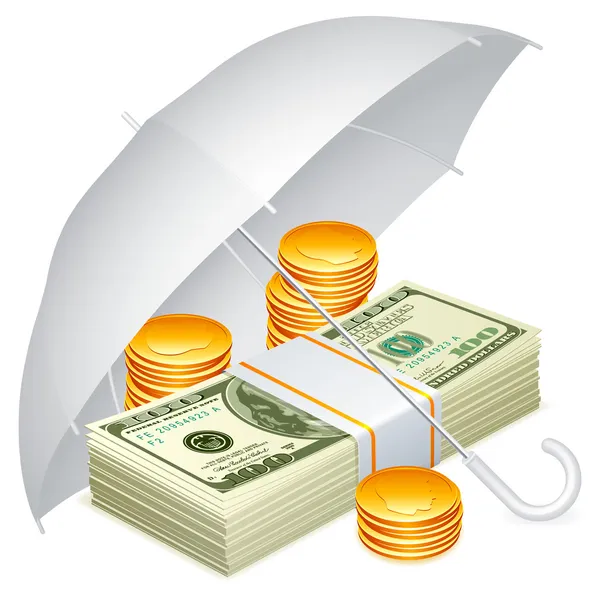 Guarda-chuva e dinheiro . — Vetor de Stock