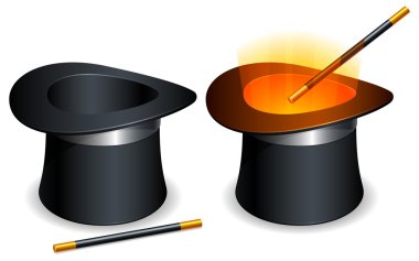 Magic hat and wand. vector