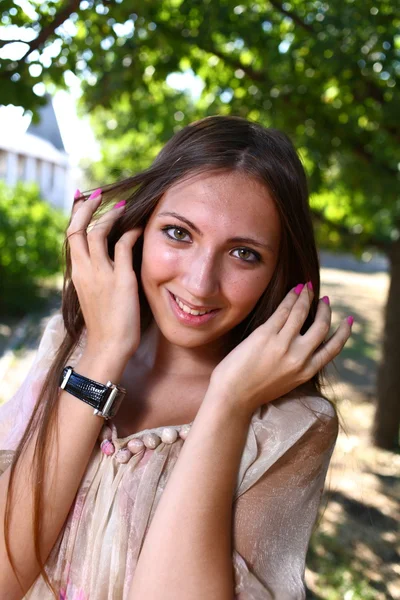 Portrait of a sexy young female Outdoor — Stock Photo, Image