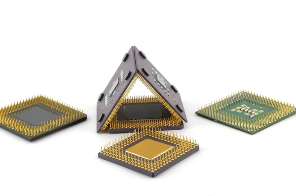 Microprocessors in the form of a prism — Stock Photo, Image