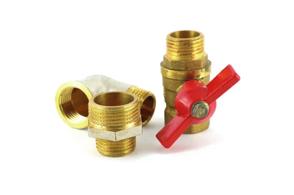 Bronze faucet and fittings for pipe — Stock Photo, Image