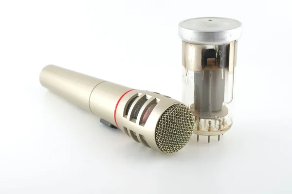 Triode (valve) et microphone en verre ancien — Photo