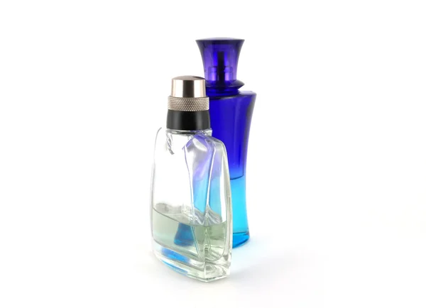Dwie butelki szklane w perfumerii — Zdjęcie stockowe