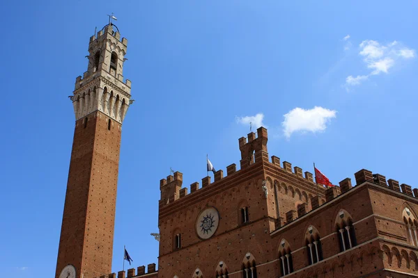 Torre del Mangia e Palazzo Pubblico, Siena — Fotografia de Stock