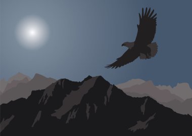 Eagle flying over the mountains clipart