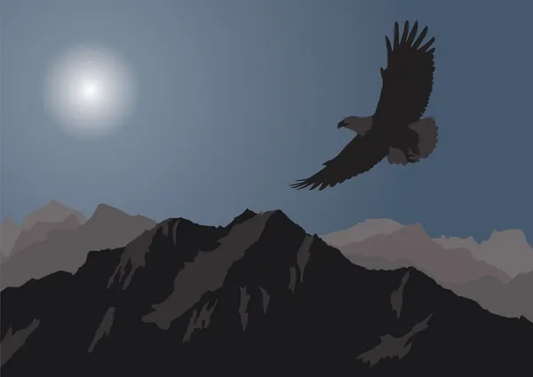 Aigle survolant les montagnes — Image vectorielle