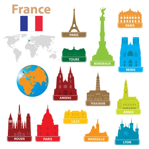 Symboler staden till Frankrike — Stock vektor