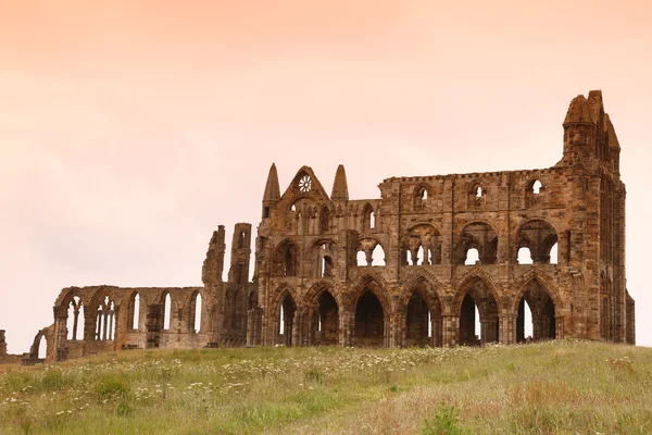 Замок аббатства Уитби, разрушенный бенедиктинским аббатством, сидящим на Уитби — стоковое фото