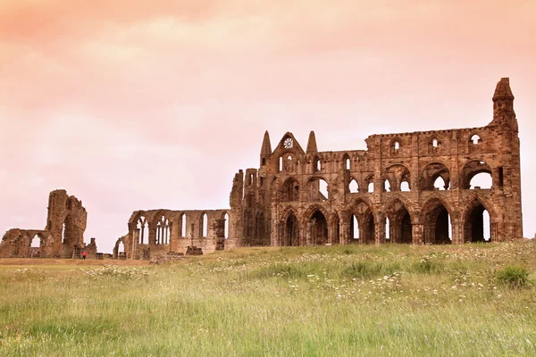 Whitby Abbey castle, ruined Benedictine abbey sited on Whitby's Stock Image