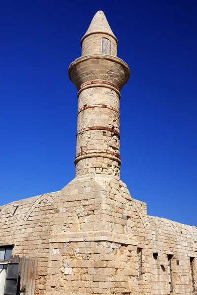 Vecchio faro a Ceasarea, antica capitale e porto romano, Israele — Foto Stock