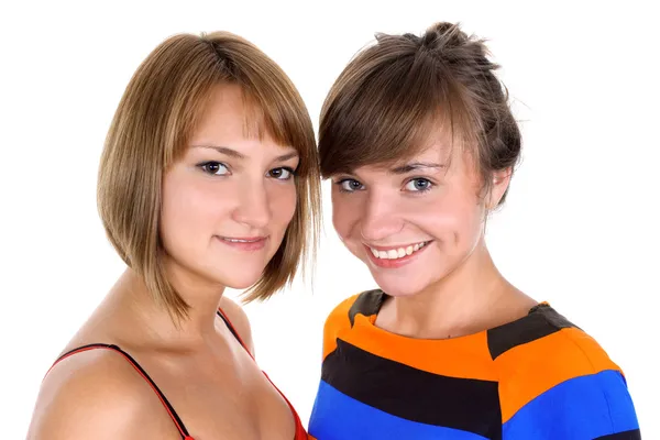 Portrait of two happy young women — Stock Photo, Image