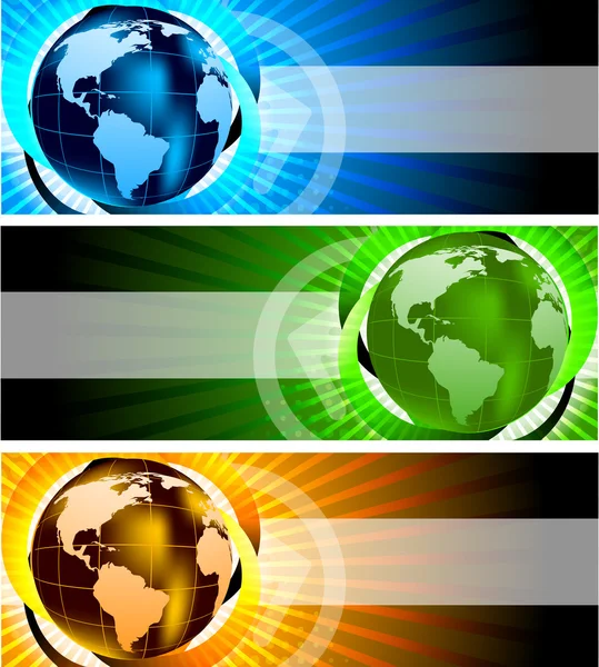 Banners met globe — Stockvector