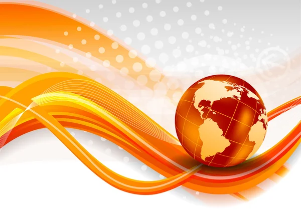 Abstract orange background with globe — Stock Vector