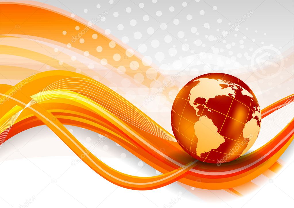 Abstract orange background with globe