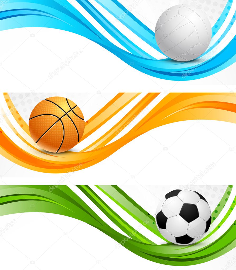 Team sport banners with balls Royalty Free Vector Image