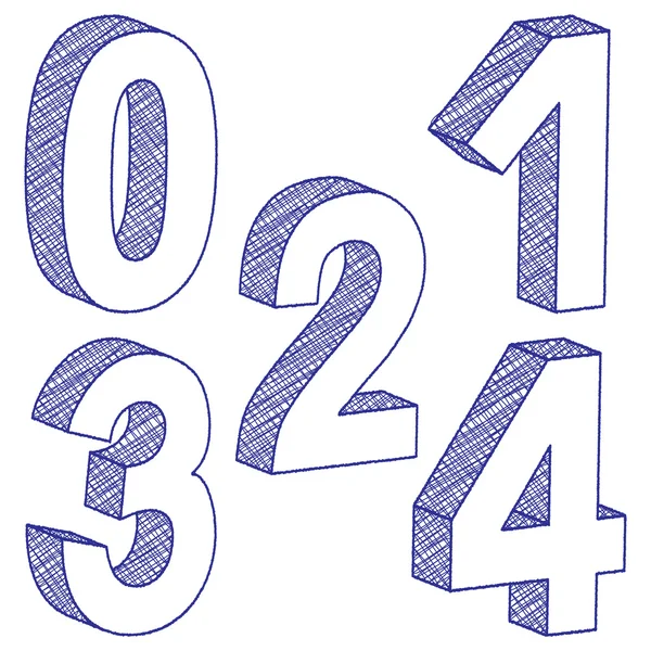 3d 도면 번호 0-4 — 스톡 벡터