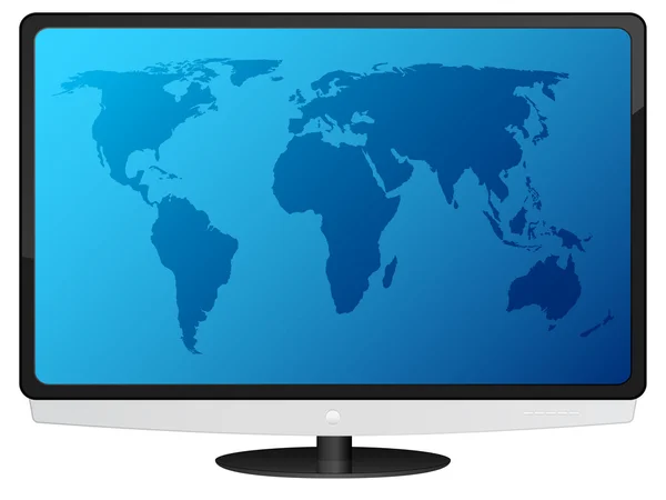 Lcd tv with world map — Stock Vector