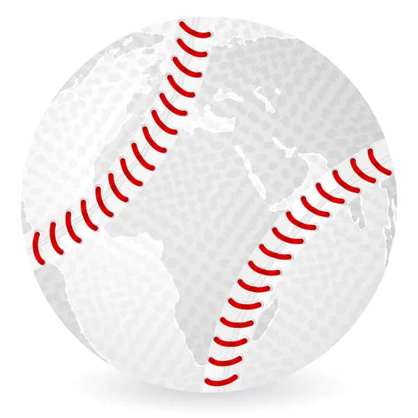 Mundo mapa pelota de béisbol — Vector de stock