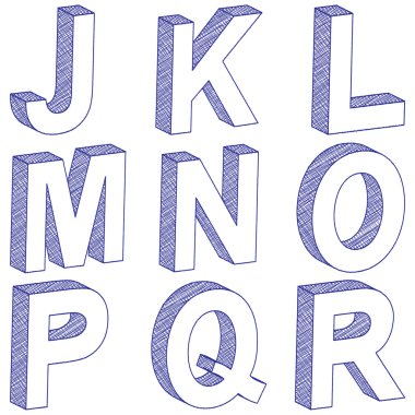 drawing 3D letter J-R clipart