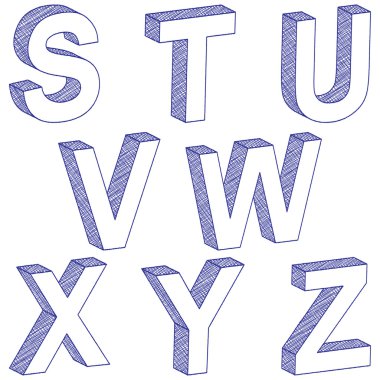 drawing 3D letter S-Z clipart