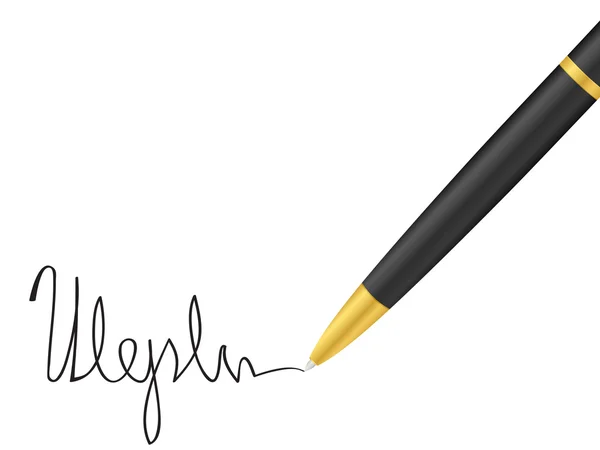 Kugelschreiber und Unterschrift — Stockvektor