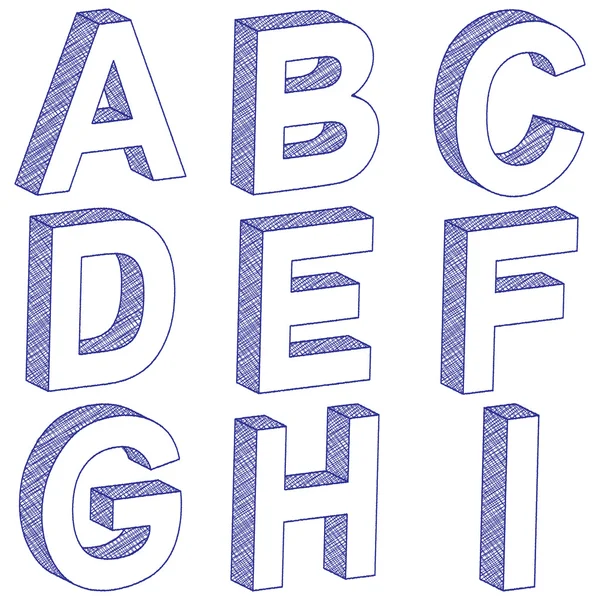 Рисунок 3D буквы А-I — стоковый вектор
