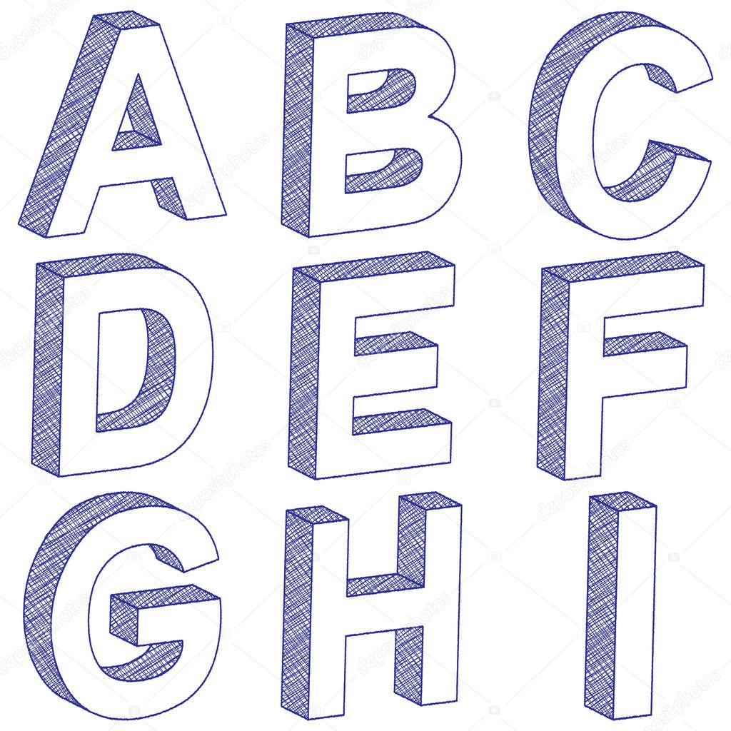 Uitgelezene Drawing 3D letter A-I — Stock Vector © julydfg #6854996 RS-98