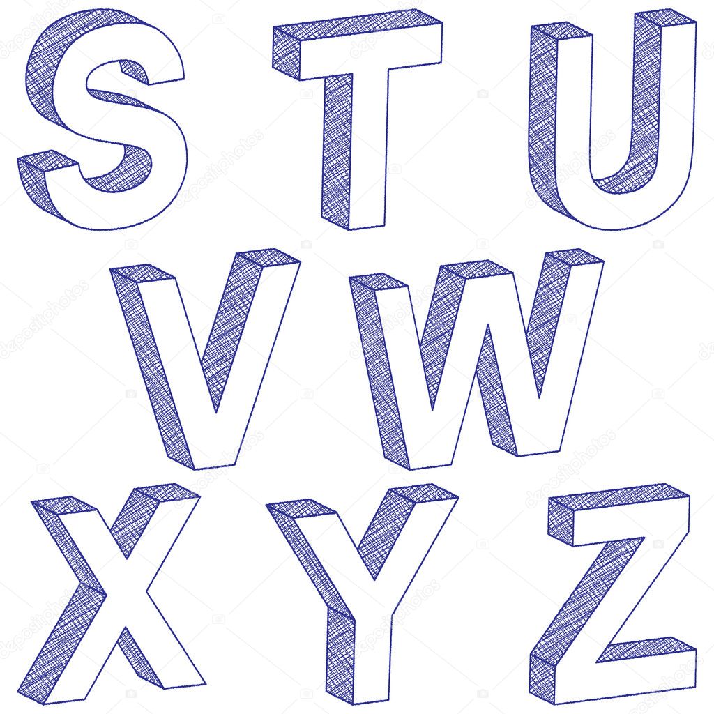 Onwijs Drawings: drawing of 3d letters | Drawing 3D letter S-Z — Stock HK-04