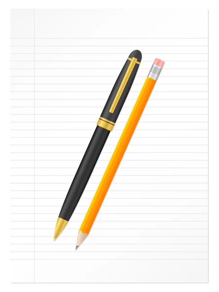 Crayon feuille et stylo 2 — Image vectorielle