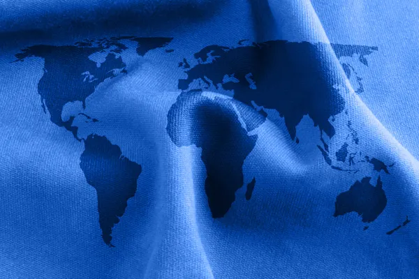 Kumaş dokulu ve Dünya Haritası — Stok fotoğraf
