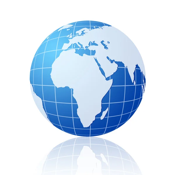 Mavi Dünya küre yansıması ile — Stok fotoğraf