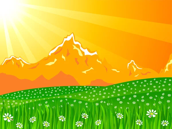 オレンジ色の空の風景 — ストックベクタ