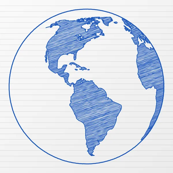Dessin globe mondial — Image vectorielle