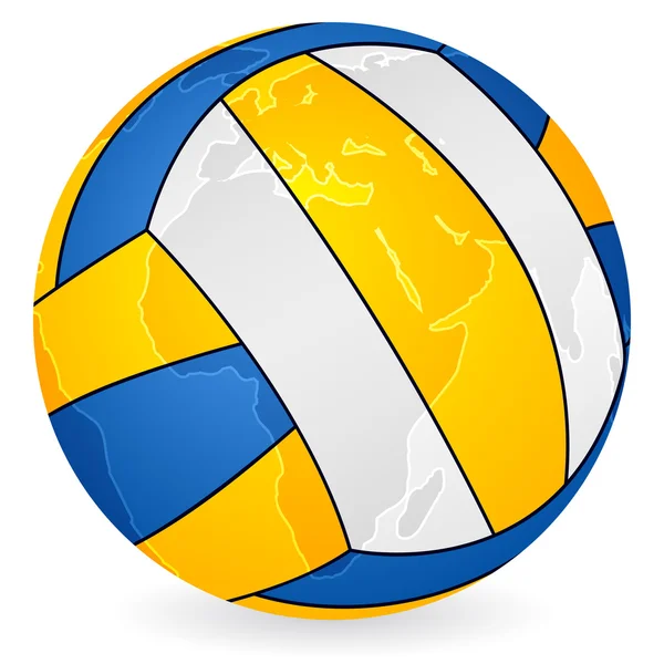 Mundo mapa voleibol pelota — Vector de stock