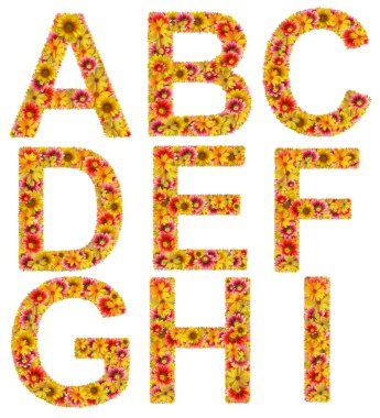 Flowers letters A-I clipart
