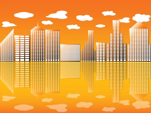 Stadt mit Reflexion orange 2 — Stockfoto