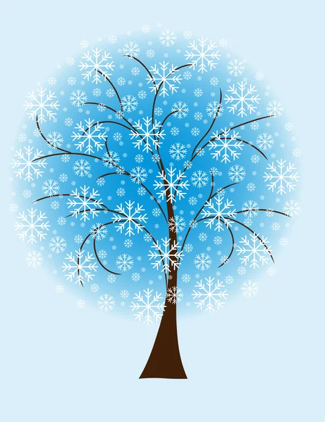 雪花冬天的树 — 图库矢量图片